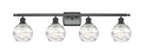 516-4W-BK-G1213-6 4-Light 36" Matte Black Bath Vanity Light - Clear Athens Deco Swirl 8" Glass - LED Bulb - Dimmensions: 36 x 7 x 9 - Glass Up or Down: Yes