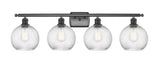 516-4W-BK-G1214-8 4-Light 36" Matte Black Bath Vanity Light - Clear Athens Twisted Swirl 8" Glass - LED Bulb - Dimmensions: 36 x 8 x 11 - Glass Up or Down: Yes