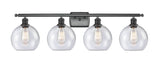 516-4W-BK-G124-8 4-Light 36" Matte Black Bath Vanity Light - Seedy Athens Glass - LED Bulb - Dimmensions: 36 x 8 x 11 - Glass Up or Down: Yes