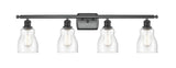 516-4W-BK-G394 4-Light 36" Matte Black Bath Vanity Light - Seedy Ellery Glass - LED Bulb - Dimmensions: 36 x 8 x 11 - Glass Up or Down: Yes