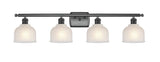516-4W-BK-G411 4-Light 36" Matte Black Bath Vanity Light - White Dayton Glass - LED Bulb - Dimmensions: 36 x 7.5 x 10.5 - Glass Up or Down: Yes