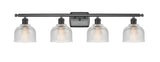516-4W-BK-G412 4-Light 36" Matte Black Bath Vanity Light - Clear Dayton Glass - LED Bulb - Dimmensions: 36 x 7.5 x 10.5 - Glass Up or Down: Yes