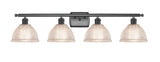 516-4W-BK-G422 4-Light 36" Matte Black Bath Vanity Light - Clear Arietta Glass - LED Bulb - Dimmensions: 36 x 10 x 10 - Glass Up or Down: Yes