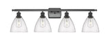 516-4W-BK-GBD-754 4-Light 38" Matte Black Bath Vanity Light - Seedy Ballston Dome Glass - LED Bulb - Dimmensions: 38 x 8.125 x 11.25 - Glass Up or Down: Yes