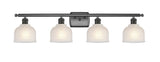 516-4W-OB-G411 4-Light 36" Oil Rubbed Bronze Bath Vanity Light - White Dayton Glass - LED Bulb - Dimmensions: 36 x 7.5 x 10.5 - Glass Up or Down: Yes