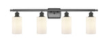 516-4W-OB-G801 4-Light 36" Oil Rubbed Bronze Bath Vanity Light - Matte White Clymer Glass - LED Bulb - Dimmensions: 36 x 3.875 x 12 - Glass Up or Down: Yes