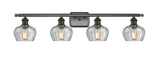 516-4W-OB-G92 4-Light 36" Oil Rubbed Bronze Bath Vanity Light - Clear Fenton Glass - LED Bulb - Dimmensions: 36 x 8 x 11 - Glass Up or Down: Yes