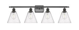 516-4W-OB-GBC-84 4-Light 38" Oil Rubbed Bronze Bath Vanity Light - Seedy Ballston Cone Glass - LED Bulb - Dimmensions: 38 x 8.125 x 11.25 - Glass Up or Down: Yes