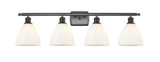 516-4W-OB-GBD-751 4-Light 38" Oil Rubbed Bronze Bath Vanity Light - Matte White Ballston Dome Glass - LED Bulb - Dimmensions: 38 x 8.125 x 11.25 - Glass Up or Down: Yes