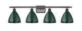 516-4W-OB-MBD-75-GR 4-Light 37.5" Oil Rubbed Bronze Bath Vanity Light - Green Plymouth Dome Shade - LED Bulb - Dimmensions: 37.5 x 7.875 x 10.75 - Glass Up or Down: Yes