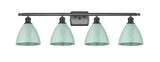 516-4W-OB-MBD-75-SF 4-Light 37.5" Oil Rubbed Bronze Bath Vanity Light - Seafoam Plymouth Dome Shade - LED Bulb - Dimmensions: 37.5 x 7.875 x 10.75 - Glass Up or Down: Yes