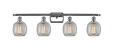 516-4W-PC-G105 4-Light 36" Polished Chrome Bath Vanity Light - Clear Crackle Belfast Glass - LED Bulb - Dimmensions: 36 x 8 x 11 - Glass Up or Down: Yes