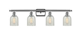 4-Light 36" Polished Chrome Bath Vanity Light - Mouchette Caledonia Glass - LED Bulbs Included