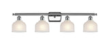 516-4W-PC-G411 4-Light 36" Polished Chrome Bath Vanity Light - White Dayton Glass - LED Bulb - Dimmensions: 36 x 7.5 x 10.5 - Glass Up or Down: Yes