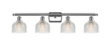 516-4W-PC-G412 4-Light 36" Polished Chrome Bath Vanity Light - Clear Dayton Glass - LED Bulb - Dimmensions: 36 x 7.5 x 10.5 - Glass Up or Down: Yes