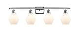 516-4W-PC-G651-6 4-Light 36" Polished Chrome Bath Vanity Light - Cased Matte White Cindyrella 6" Glass - LED Bulb - Dimmensions: 36 x 7.125 x 10.75 - Glass Up or Down: Yes