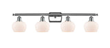 516-4W-PC-G91 4-Light 36" Polished Chrome Bath Vanity Light - Matte White Fenton Glass - LED Bulb - Dimmensions: 36 x 8 x 11 - Glass Up or Down: Yes