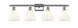 516-4W-PC-GBD-751 4-Light 38" Polished Chrome Bath Vanity Light - Matte White Ballston Dome Glass - LED Bulb - Dimmensions: 38 x 8.125 x 11.25 - Glass Up or Down: Yes