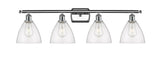 516-4W-PC-GBD-754 4-Light 38" Polished Chrome Bath Vanity Light - Seedy Ballston Dome Glass - LED Bulb - Dimmensions: 38 x 8.125 x 11.25 - Glass Up or Down: Yes