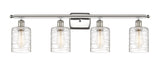 516-4W-PN-G1113 4-Light 36" Polished Nickel Bath Vanity Light - Deco Swirl Cobbleskill Glass - LED Bulb - Dimmensions: 36 x 8 x 11 - Glass Up or Down: Yes