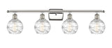 516-4W-PN-G1213-6 4-Light 36" Polished Nickel Bath Vanity Light - Clear Athens Deco Swirl 8" Glass - LED Bulb - Dimmensions: 36 x 7 x 9 - Glass Up or Down: Yes
