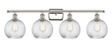 516-4W-PN-G1214-8 4-Light 36" Polished Nickel Bath Vanity Light - Clear Athens Twisted Swirl 8" Glass - LED Bulb - Dimmensions: 36 x 8 x 11 - Glass Up or Down: Yes