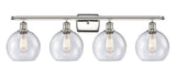 516-4W-PN-G124-8 4-Light 36" Polished Nickel Bath Vanity Light - Seedy Athens Glass - LED Bulb - Dimmensions: 36 x 8 x 11 - Glass Up or Down: Yes
