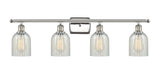516-4W-PN-G2511 4-Light 36" Polished Nickel Bath Vanity Light - Mouchette Caledonia Glass - LED Bulb - Dimmensions: 36 x 6.5 x 12 - Glass Up or Down: Yes
