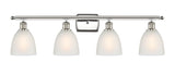 516-4W-PN-G381 4-Light 36" Polished Nickel Bath Vanity Light - White Castile Glass - LED Bulb - Dimmensions: 36 x 8 x 11 - Glass Up or Down: Yes