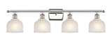 516-4W-PN-G411 4-Light 36" Polished Nickel Bath Vanity Light - White Dayton Glass - LED Bulb - Dimmensions: 36 x 7.5 x 10.5 - Glass Up or Down: Yes