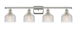 516-4W-PN-G412 4-Light 36" Polished Nickel Bath Vanity Light - Clear Dayton Glass - LED Bulb - Dimmensions: 36 x 7.5 x 10.5 - Glass Up or Down: Yes