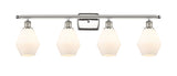 516-4W-PN-G651-6 4-Light 36" Polished Nickel Bath Vanity Light - Cased Matte White Cindyrella 6" Glass - LED Bulb - Dimmensions: 36 x 7.125 x 10.75 - Glass Up or Down: Yes