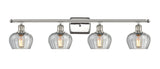 516-4W-PN-G92 4-Light 36" Polished Nickel Bath Vanity Light - Clear Fenton Glass - LED Bulb - Dimmensions: 36 x 8 x 11 - Glass Up or Down: Yes