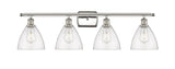 516-4W-PN-GBD-754 4-Light 38" Polished Nickel Bath Vanity Light - Seedy Ballston Dome Glass - LED Bulb - Dimmensions: 38 x 8.125 x 11.25 - Glass Up or Down: Yes