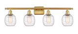 4-Light 36" Satin Gold Bath Vanity Light - Deco Swirl Belfast Glass - LED Bulbs Included