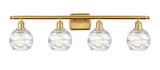 516-4W-SG-G1213-6 4-Light 36" Satin Gold Bath Vanity Light - Clear Athens Deco Swirl 8" Glass - LED Bulb - Dimmensions: 36 x 7 x 9 - Glass Up or Down: Yes