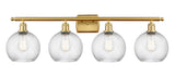 516-4W-SG-G1214-8 4-Light 36" Satin Gold Bath Vanity Light - Clear Athens Twisted Swirl 8" Glass - LED Bulb - Dimmensions: 36 x 8 x 11 - Glass Up or Down: Yes