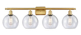 516-4W-SG-G124-8 4-Light 36" Satin Gold Bath Vanity Light - Seedy Athens Glass - LED Bulb - Dimmensions: 36 x 8 x 11 - Glass Up or Down: Yes