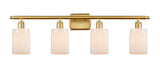 516-4W-SG-G341 4-Light 36" Satin Gold Bath Vanity Light - Matte White Hadley Glass - LED Bulb - Dimmensions: 36 x 8 x 11 - Glass Up or Down: Yes