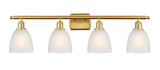516-4W-SG-G381 4-Light 36" Satin Gold Bath Vanity Light - White Castile Glass - LED Bulb - Dimmensions: 36 x 8 x 11 - Glass Up or Down: Yes