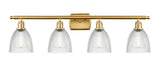 516-4W-SG-G382 4-Light 36" Satin Gold Bath Vanity Light - Clear Castile Glass - LED Bulb - Dimmensions: 36 x 8 x 11 - Glass Up or Down: Yes