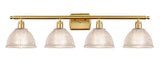 516-4W-SG-G422 4-Light 36" Satin Gold Bath Vanity Light - Clear Arietta Glass - LED Bulb - Dimmensions: 36 x 10 x 10 - Glass Up or Down: Yes