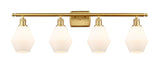 4-Light 36" Antique Brass Bath Vanity Light - Cased Matte White Cindyrella 6" Glass LED