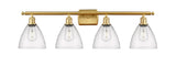 516-4W-SG-GBD-754 4-Light 38" Satin Gold Bath Vanity Light - Seedy Ballston Dome Glass - LED Bulb - Dimmensions: 38 x 8.125 x 11.25 - Glass Up or Down: Yes