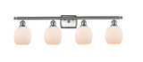 516-4W-SN-G101 4-Light 36" Brushed Satin Nickel Bath Vanity Light - Matte White Belfast Glass - LED Bulb - Dimmensions: 36 x 8 x 11 - Glass Up or Down: Yes