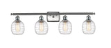 516-4W-SN-G1013 4-Light 36" Brushed Satin Nickel Bath Vanity Light - Deco Swirl Belfast Glass - LED Bulb - Dimmensions: 36 x 8 x 11 - Glass Up or Down: Yes