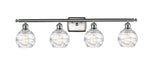 516-4W-SN-G1213-6 4-Light 36" Brushed Satin Nickel Bath Vanity Light - Clear Athens Deco Swirl 8" Glass - LED Bulb - Dimmensions: 36 x 7 x 9 - Glass Up or Down: Yes