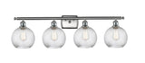 516-4W-SN-G1214-8 4-Light 36" Brushed Satin Nickel Bath Vanity Light - Clear Athens Twisted Swirl 8" Glass - LED Bulb - Dimmensions: 36 x 8 x 11 - Glass Up or Down: Yes