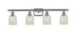 516-4W-SN-G2511 4-Light 36" Brushed Satin Nickel Bath Vanity Light - Mouchette Caledonia Glass - LED Bulb - Dimmensions: 36 x 6.5 x 12 - Glass Up or Down: Yes