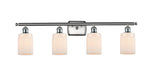 516-4W-SN-G341 4-Light 36" Brushed Satin Nickel Bath Vanity Light - Matte White Hadley Glass - LED Bulb - Dimmensions: 36 x 8 x 11 - Glass Up or Down: Yes